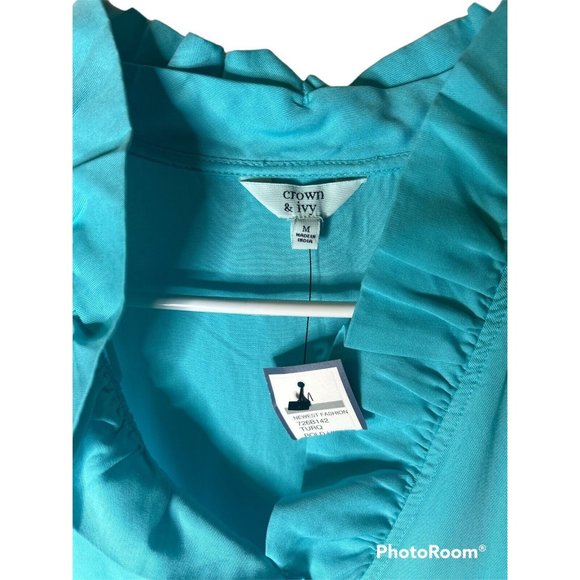 Crown & Ivy Dress Women's Size Medium Ruffle V Neck NEW W/TAGS - Picture 3 of 4